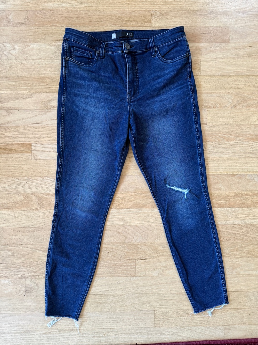 Kut from the Kloth Navy Distressed Ankle Jeans